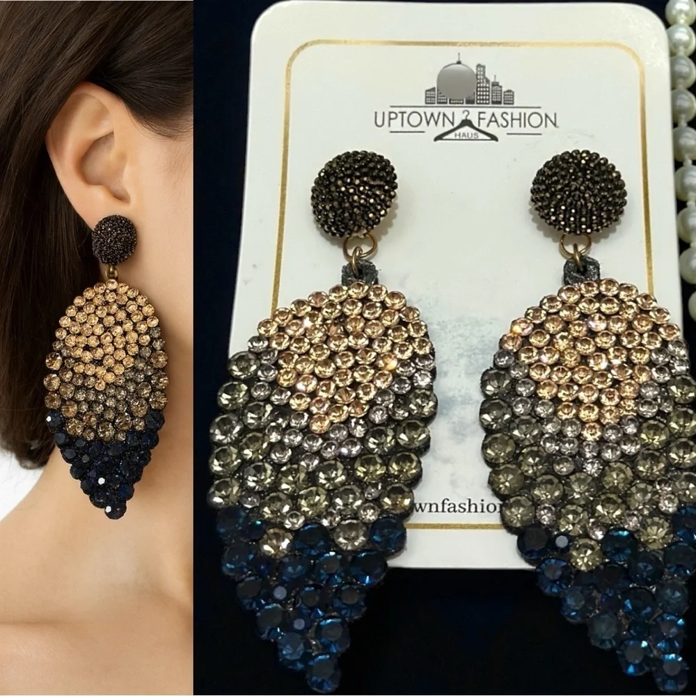 352 Uptown Fashion Haus | NWT Ombre Crystal Earrings – Glam Drop Style (size OS)
